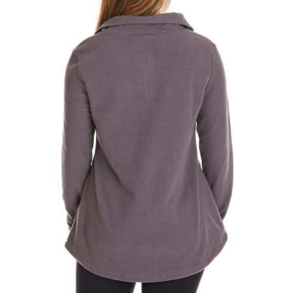L Womens Eddie Bauer Fleece 1/4-Zip Pullover Sweater - Color SHARK or Purple - Picture 2 of 5